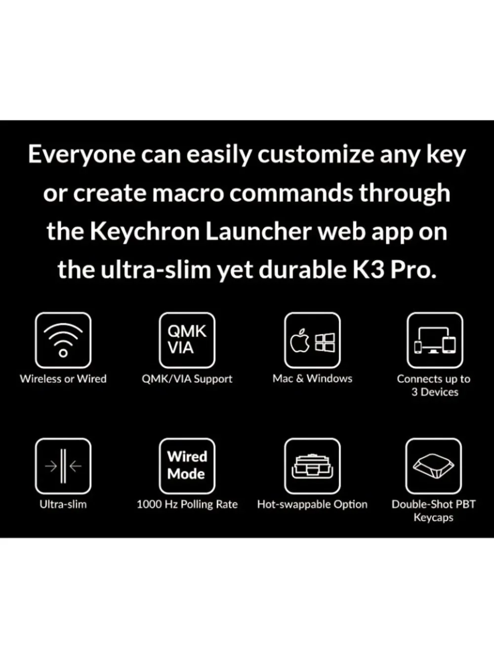 Keychron K3 Pro Compact Wireless Mechanical Keyboard With RBG Backlight Red...